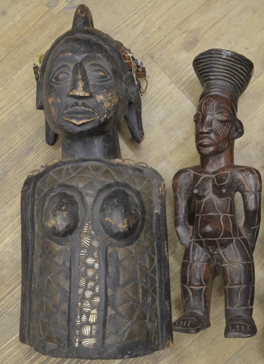 A selection of four carved wooden figures originating from across the african continent. To - Image 3 of 4