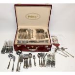 Collection of stainless steel cutlery, comprising Prima Balmoral 18/10 cased cutlery; Wedgwood 18/10