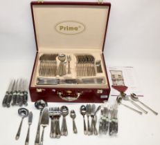 Collection of stainless steel cutlery, comprising Prima Balmoral 18/10 cased cutlery; Wedgwood 18/10