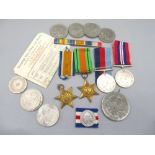 The 1939-45 Star, The France and Germany star, 1939-45 war medal, the Defence Medal, certificate