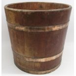 Coopered oak and brass half barrel, H38.5cm