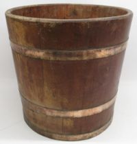 Coopered oak and brass half barrel, H38.5cm