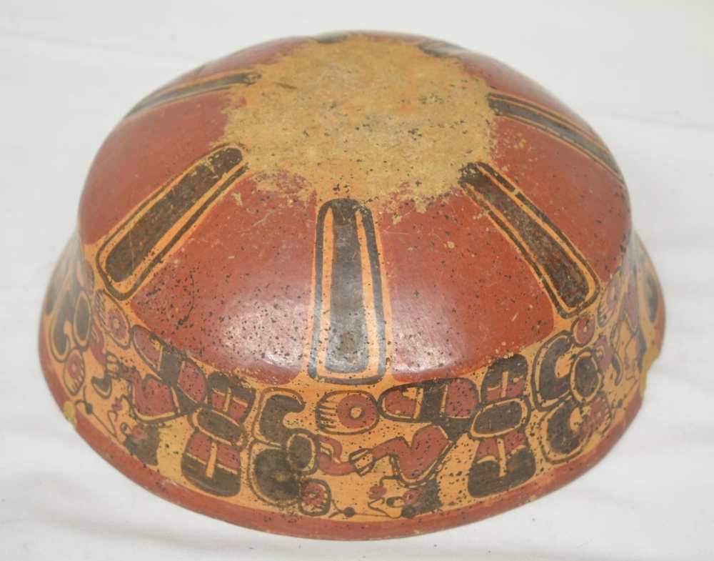 Mayan polychrome terracotta bowl, Honduras-El Salvador 500-800AD, attractively painted, has been - Image 3 of 6