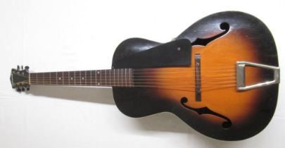 Kalamazoo by Gibson circa 1940s 6 string acoustic guitar, lacking Gibson sticker, serial no. DK-
