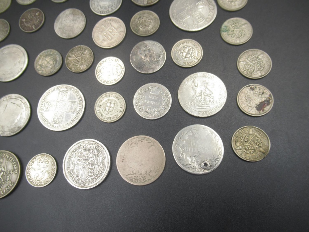 Assorted collection of GB Pre-1947 silver content to inc. coins from George II, III, Queen Victoria, - Image 5 of 5