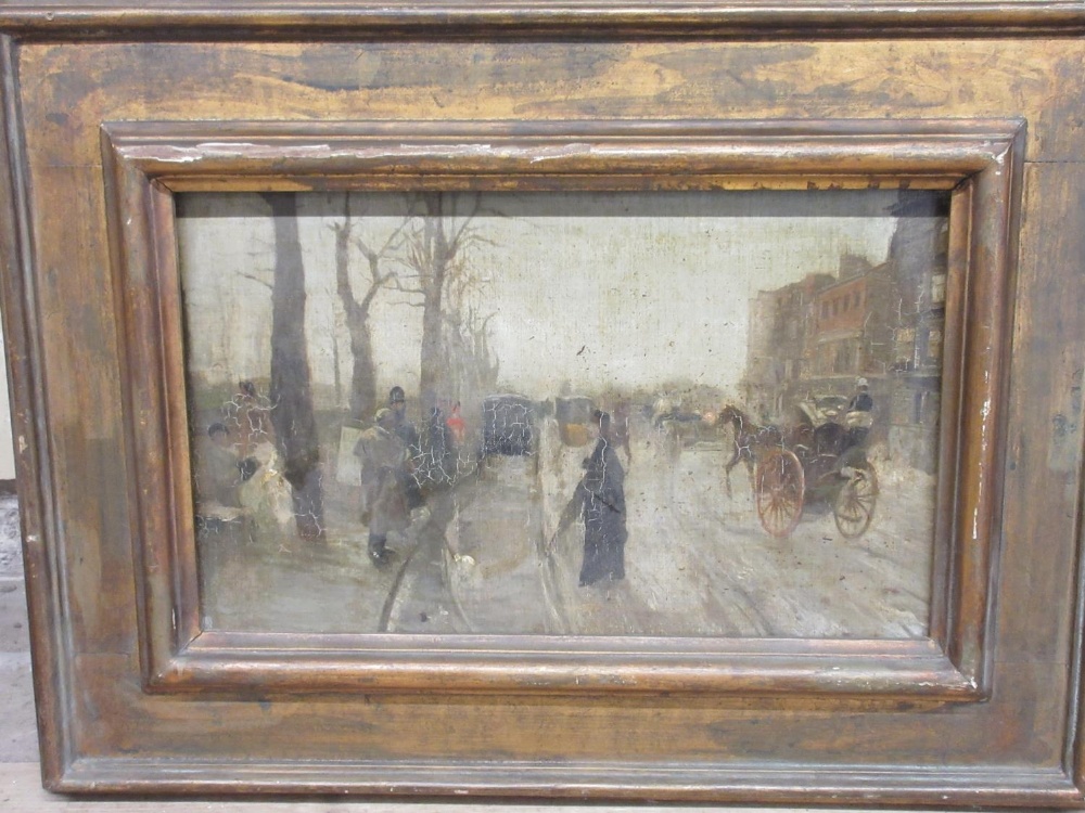 French School (Early C20th); Busy Street Scene with figures, oil on canvas, 36cm x 56cm (Victor Brox - Image 2 of 2