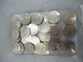 Thirty Five ERII 2012 London Olympic commemorative circulated 50p coins.