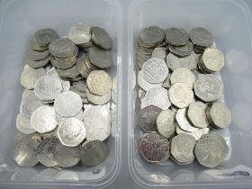 One hundred and ninety ERII commemorative circulated 50p coins including 2011 WWF.; 2006 VC; 2000