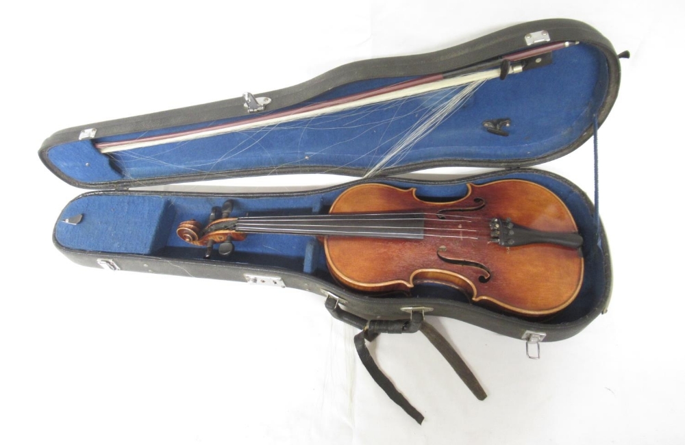 Unnamed Viola with Panpi fitted bridge and a brown carry bag (lacking bow in need of attention), and - Image 9 of 13