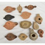 Collection of ancient terracotta oil lamps (13) (Victor Brox collection)