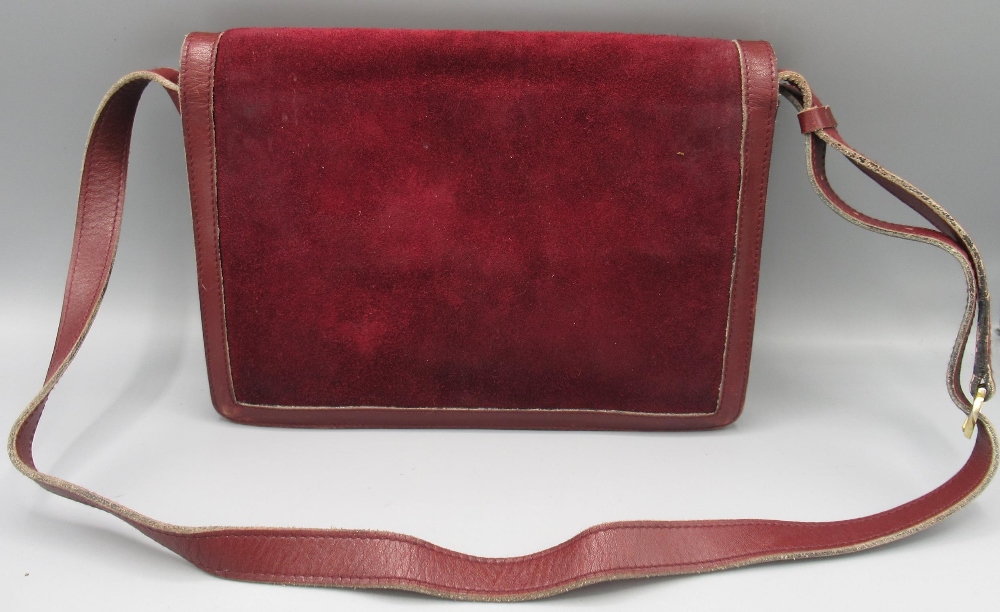 Cartier Must De burgundy suede leather shoulder bag, 1975, W24cm - Image 2 of 3