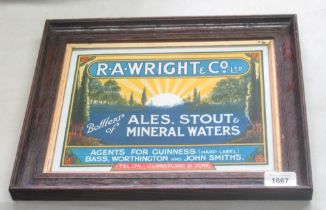 Vintage advertising poster for 'R.A. Wright & Co Ltd, bottlers of ales, stout and mineral waters...