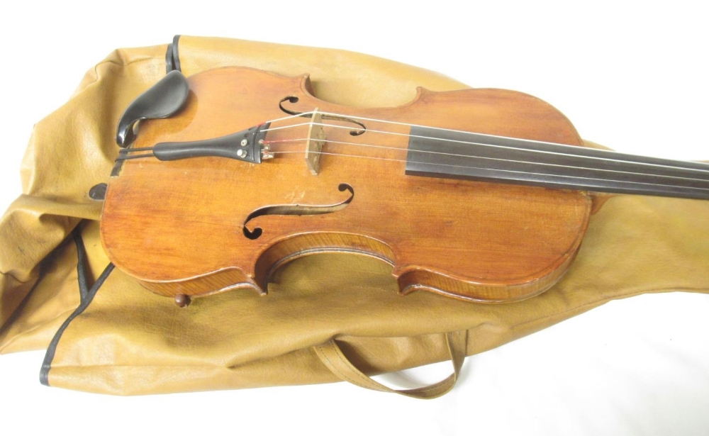 Unnamed Viola with Panpi fitted bridge and a brown carry bag (lacking bow in need of attention), and - Image 2 of 13