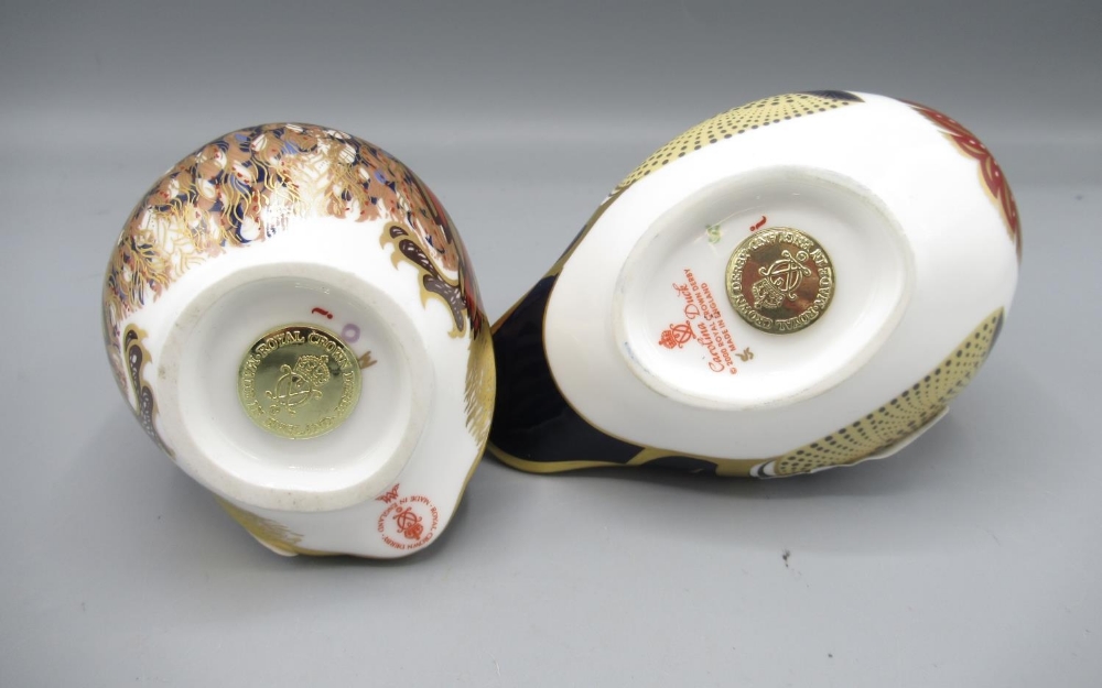 Royal Crown Derby paperweights, comprising Carolina Duck, and a tawny owl, both with gold - Image 2 of 2