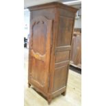 19th century French walnut Armoire, shaped single door on cabriole legs, W107cm D72vm H216cm (Victor