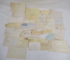 Assorted collection of signatures and signed notes, to inc. Rex Palmer, Elsin Janus, Adelaide