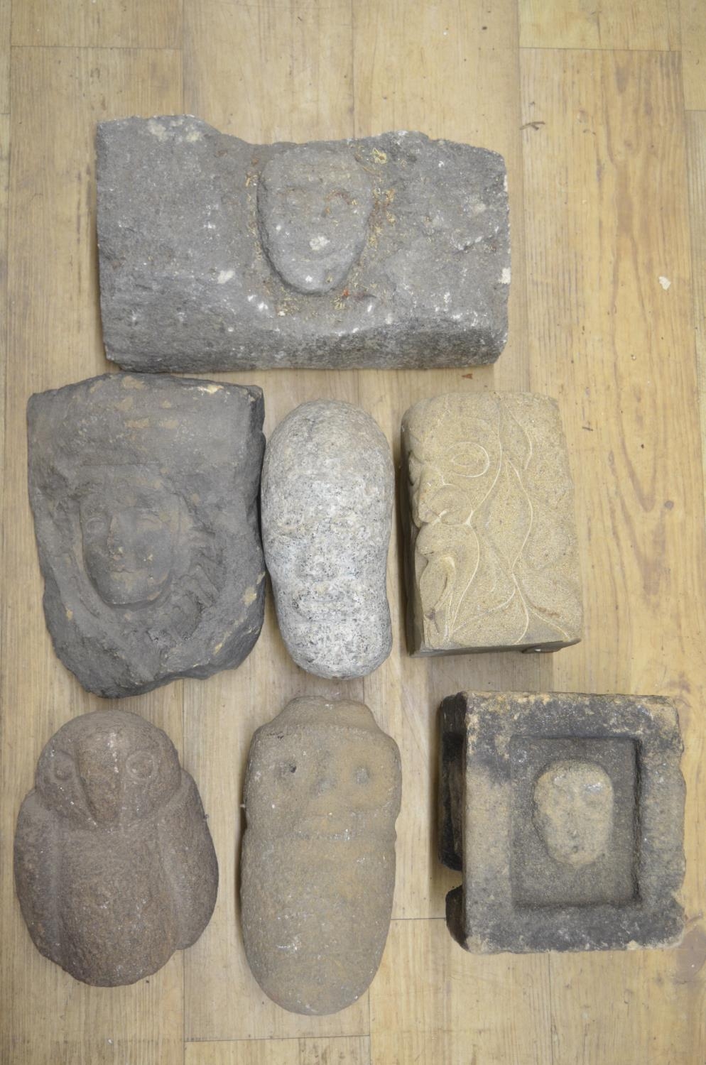 Collection of stone carvings, various styles and periods (7) (Victor Brox collection)