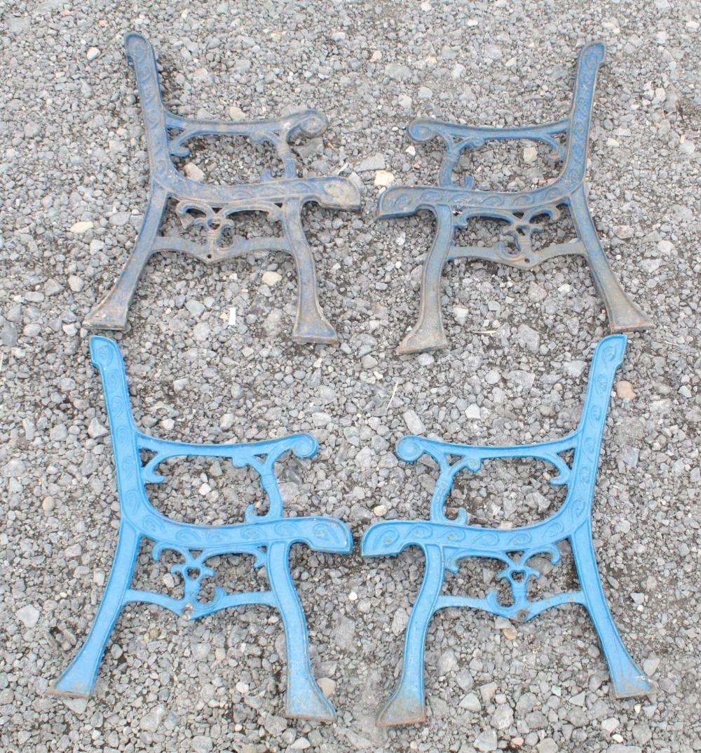 Two sets of child’s bench/seat ends in cast metal. 50cm high - Image 2 of 3