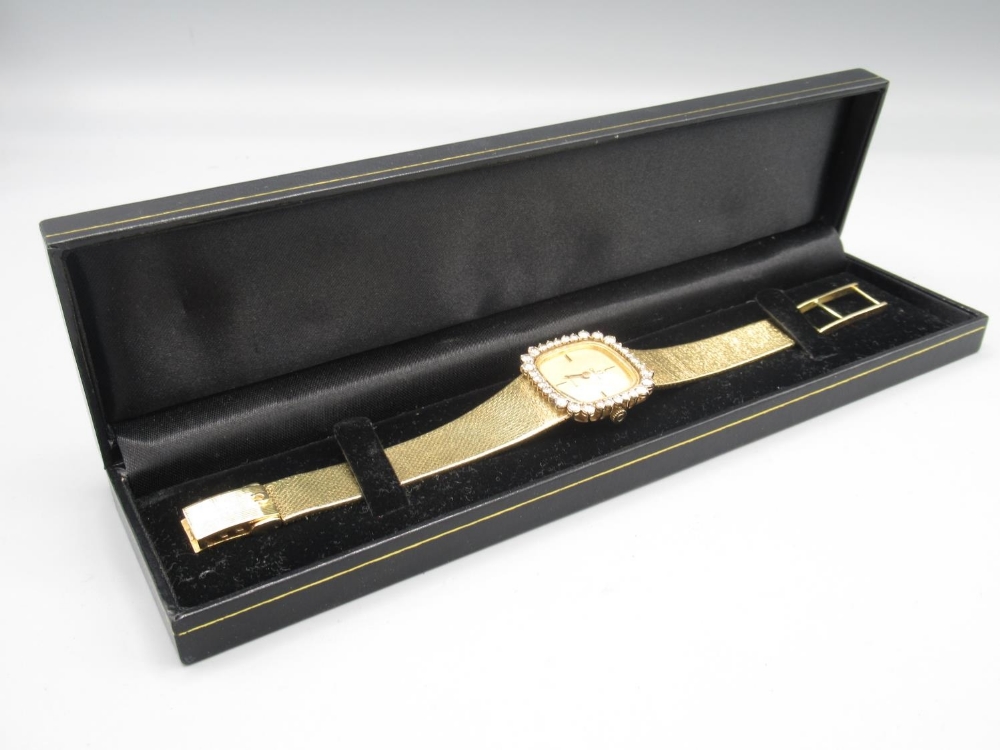Ladies Omega De Ville gold and diamond set wristwatch on integrated fine mesh tapering bracelet - Image 2 of 2