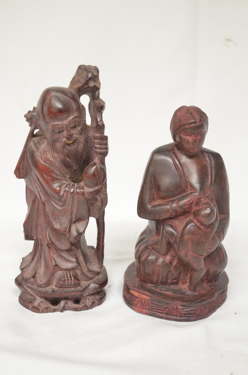 Collection of wood carved figures, most appear Chinese in origin. Largest figure H33cm (7). ( - Bild 2 aus 10