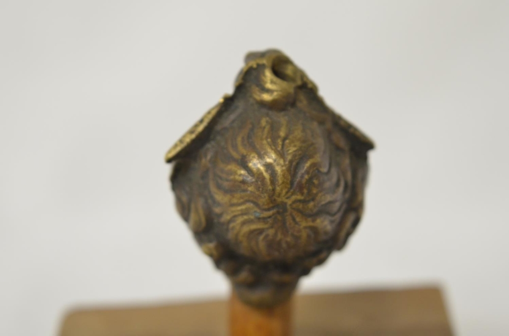 Small cast metal Romanesque head on wood plinth, overall H8cm (Victor Brox collection) - Image 2 of 2