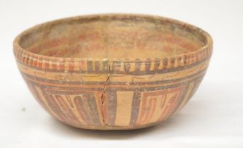 Pre-Columbian Toltec terracotta bowl, restored, D18.5cm (Victor Brox collection)