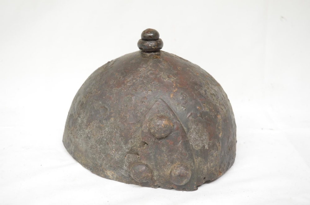 Ancient Indo-Persian/Ottoman warriors metal helmet with detached ear protectors (Victor Brox - Image 3 of 4