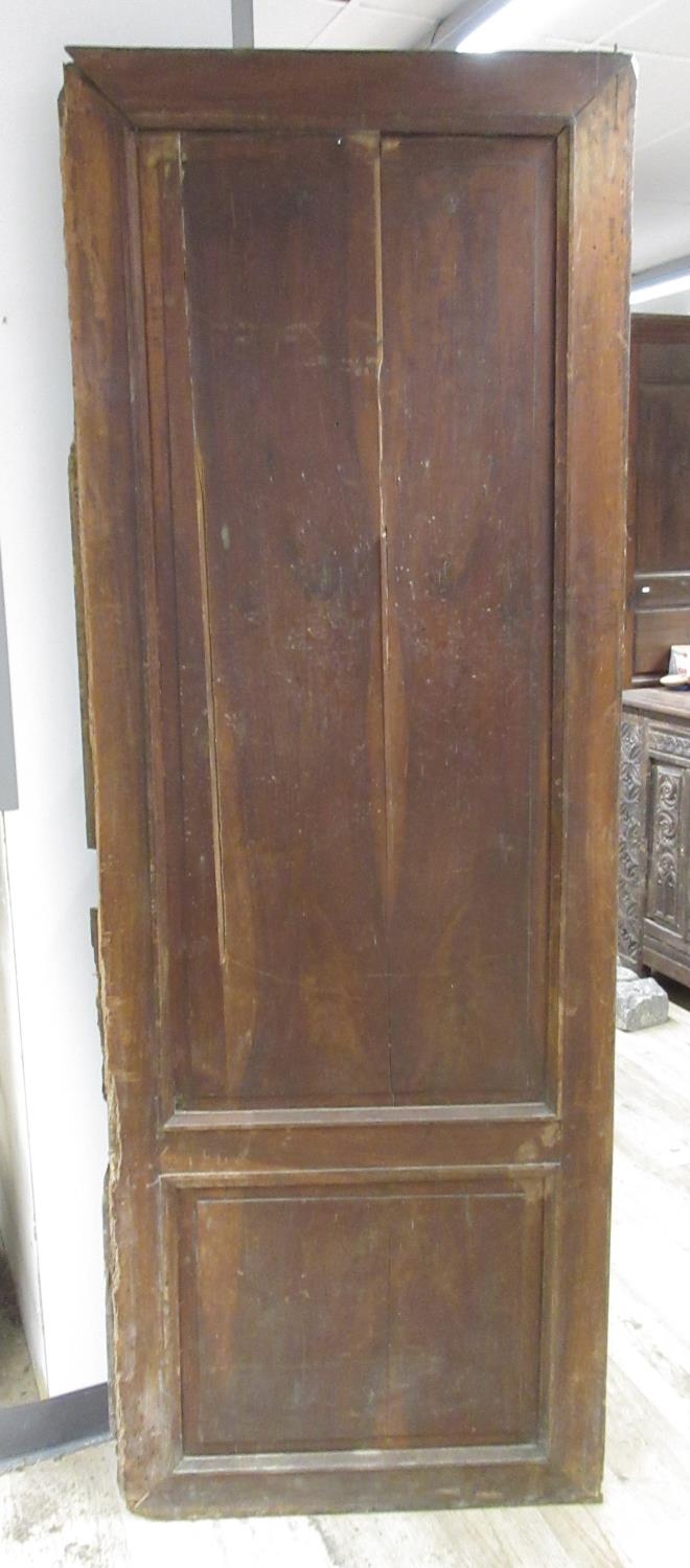 French Provincial five planked oak door, with small window and cast iron hinges and latch, W96cm - Image 3 of 4