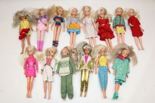 Fourteen 1980s and later Sindy dolls