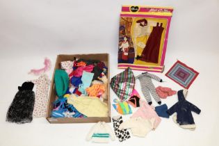 Boxed Miss Sindy evening outfit, and a large collection of vintage and modern dolls clothes,
