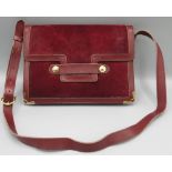 Cartier Must De burgundy suede leather shoulder bag, 1975, W24cm