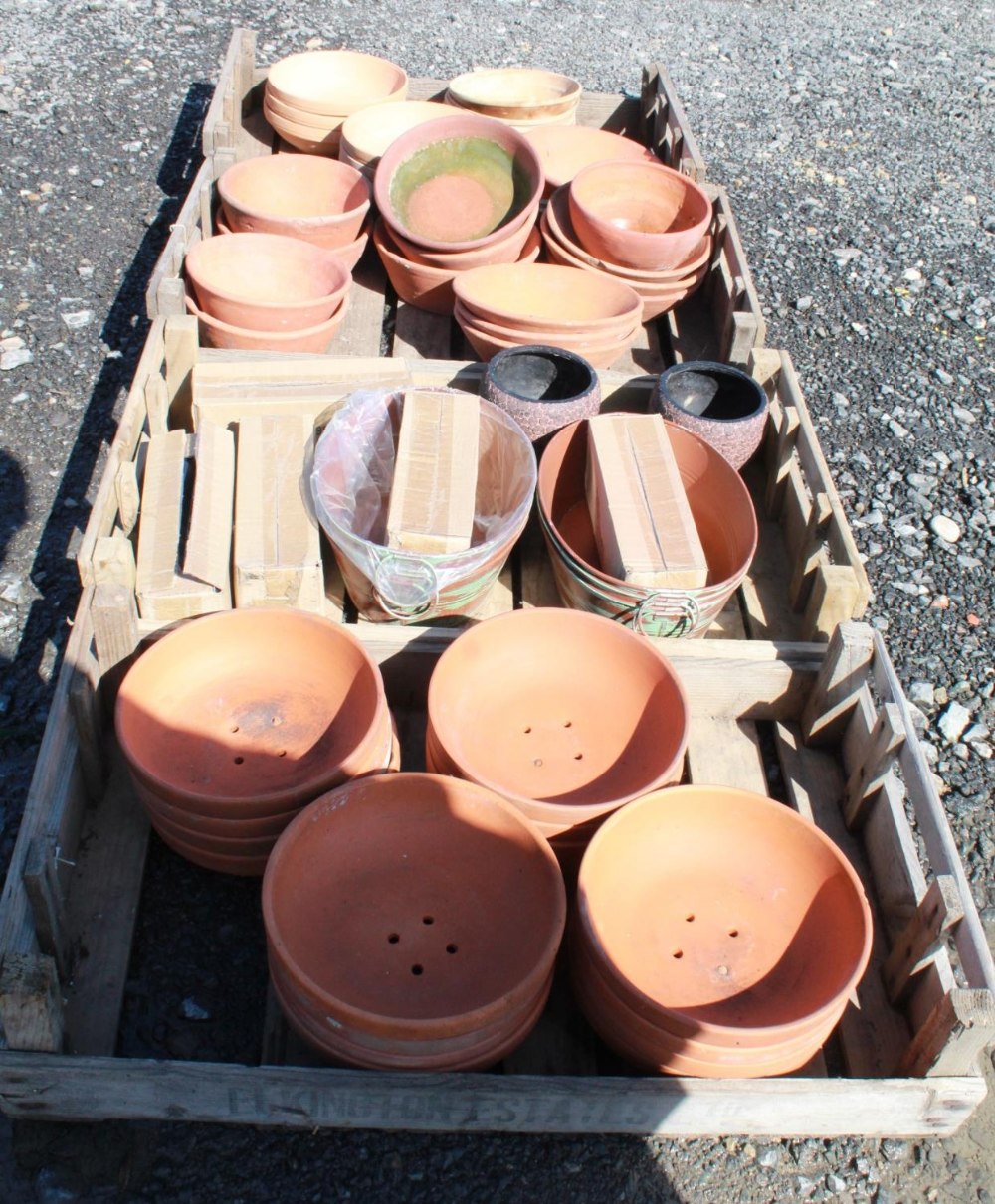 (Large quantity). Four crates of terracotta plant pot holders of various sizes and ages - Image 2 of 2