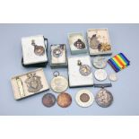 WWI bravery medal awarded to 3819. GNR. J .W. KENDALL. R. A. with ribbon, four silver fobs, and