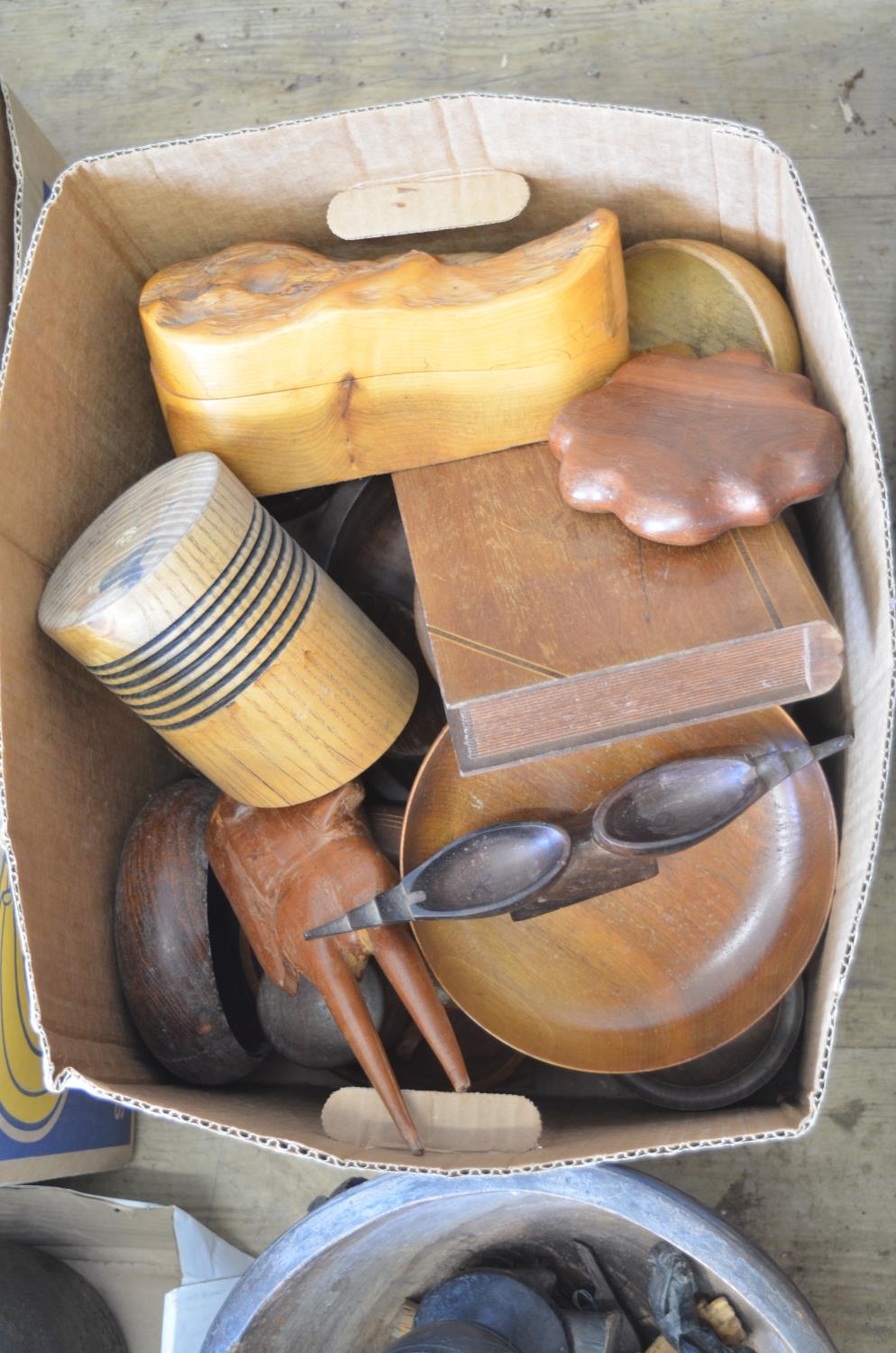 A large collection of carved wooden items from across Africa, including turned plates and bowls, - Image 3 of 7