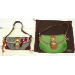 Coach Soho tweed demi flip mini bag and Coach Soho buckle bag, green suede