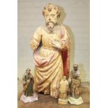 Collection of wooden and polychrome religious sculptures of various ages (circa 16th/18thC) and