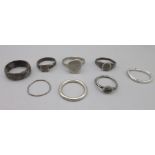 Seven silver and white metal ancient rings (Victor Brox collection)