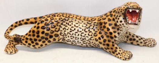 Favaro Cecchetto, large ceramic figure of a roaring leopard, stamped 'Made in Italy', L60cm
