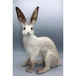 Large Winstanley Pottery white glazed model of a hare, size 9, H39cm