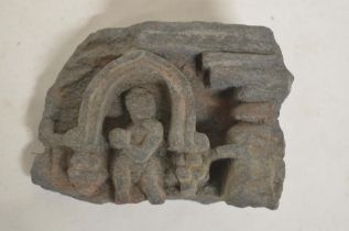 Section of a Gandharan/Persepolitan archway figure carving, 9.8cm x 7.3cm. (Victor Brox collection)