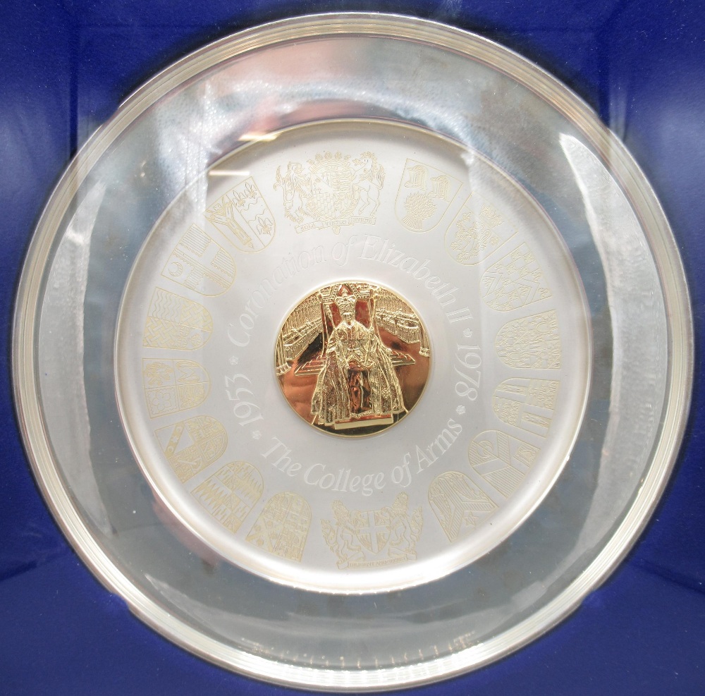 Silver commemorative plate, College of arms, coronation of Elizabeth II, 1978, mounted and framed, - Image 2 of 2
