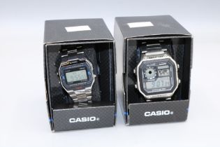 Casio AE-1200WHD LCD World Time multifunction stainless steel wristwatch, W40mm and Casio A163WA LCD