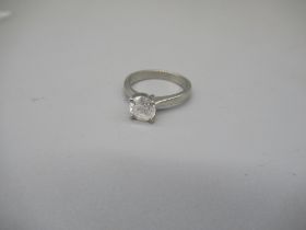 Platinum diamond solitaire ring, brilliant cut diamond approx. weight 1.01ct, stamped 950, size K,