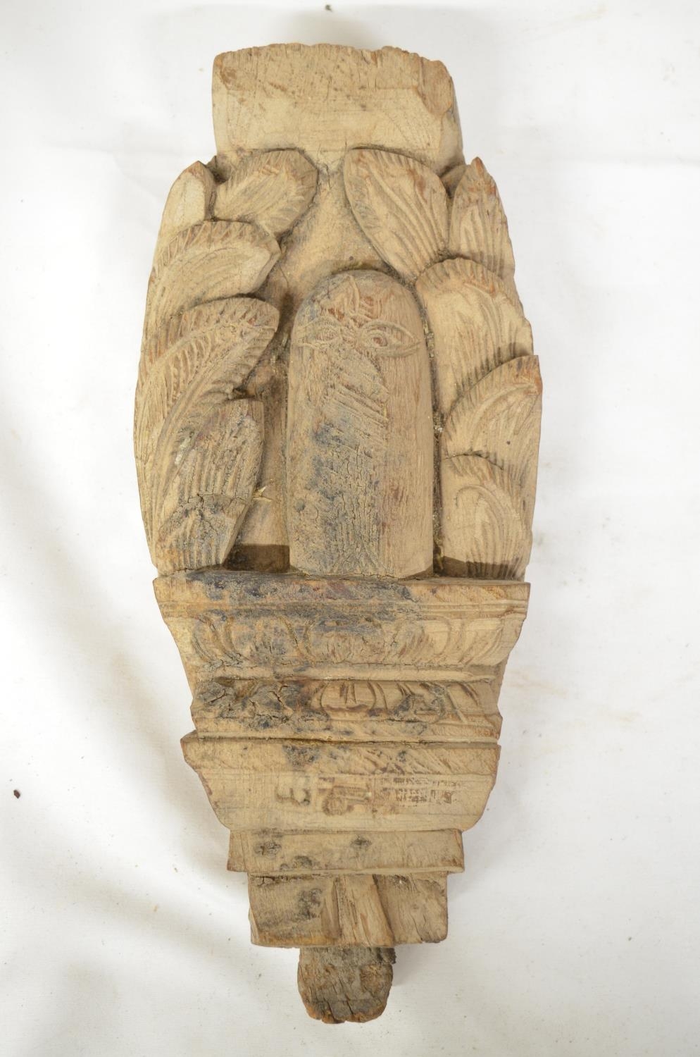 Collection of antique Indian pieces to include wood carved statue of Vishnu, a teak Nandi Bull - Image 3 of 5