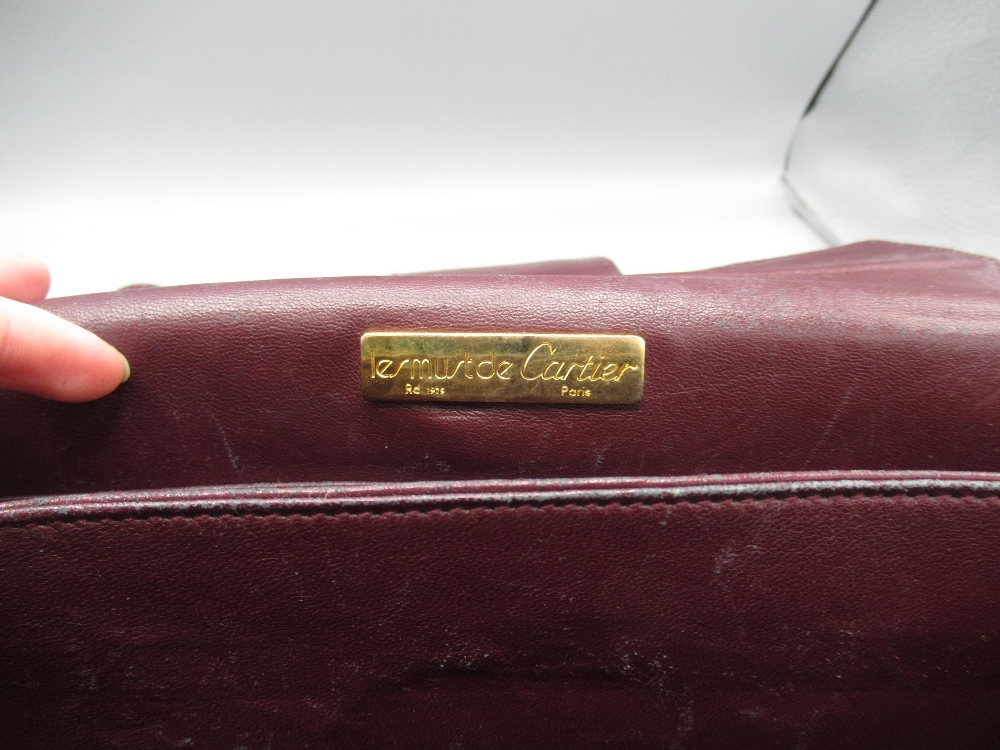 Cartier Must De burgundy suede leather shoulder bag, 1975, W24cm - Image 3 of 3