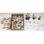Collection of enamel pill boxes incl. Halcyon Days; collection of Swarovski ornaments; and three