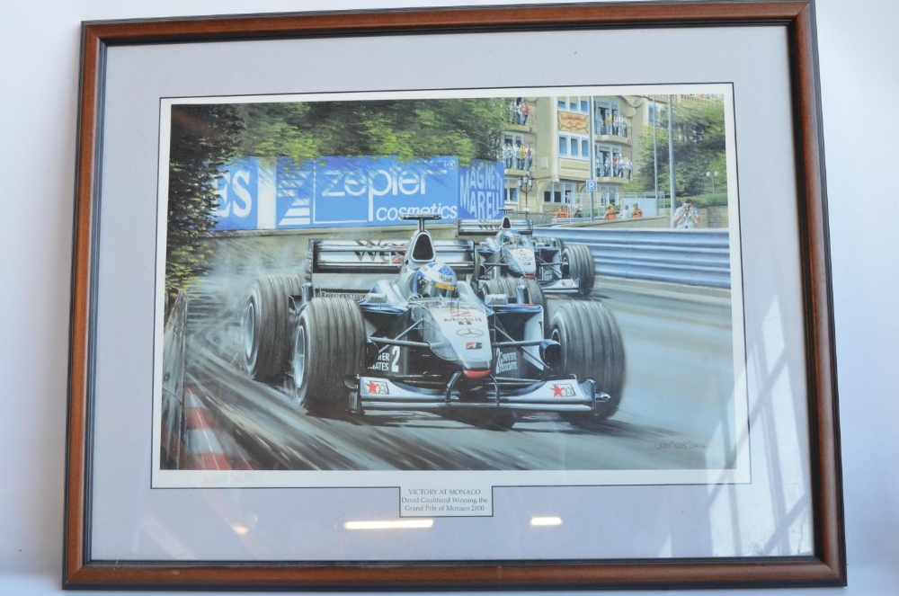 Collection of mostly David Coulthard related prints and books to include 'Victory At Monaco' - Image 2 of 12