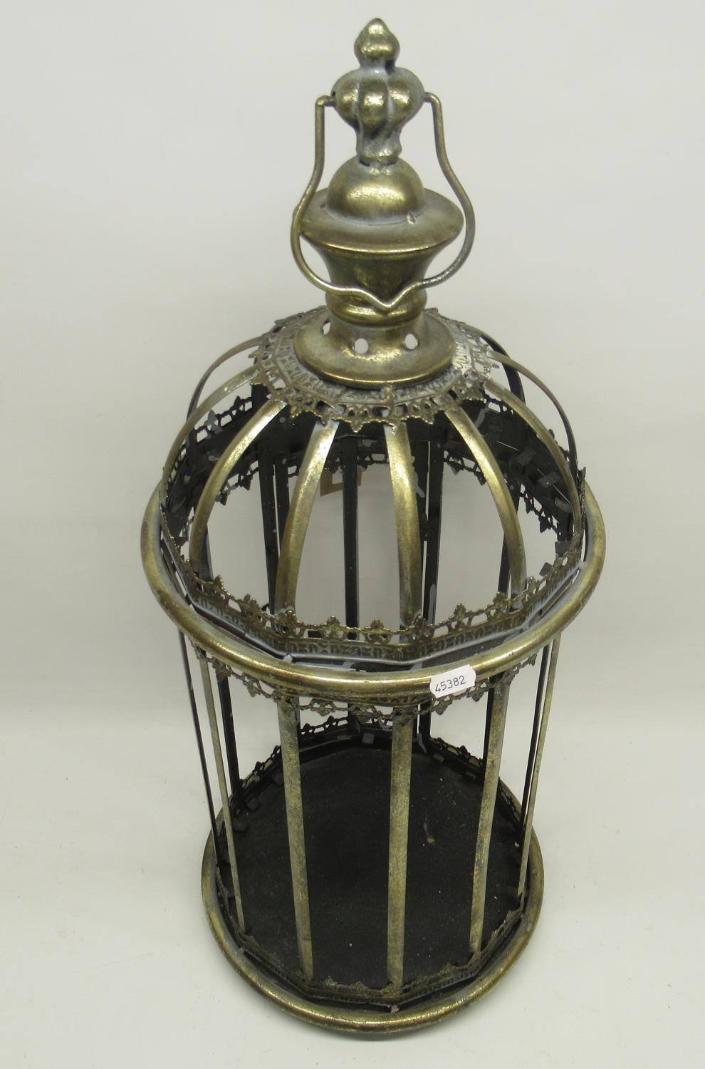 Large metal hanging lantern, unglazed, H69cm - Image 2 of 2
