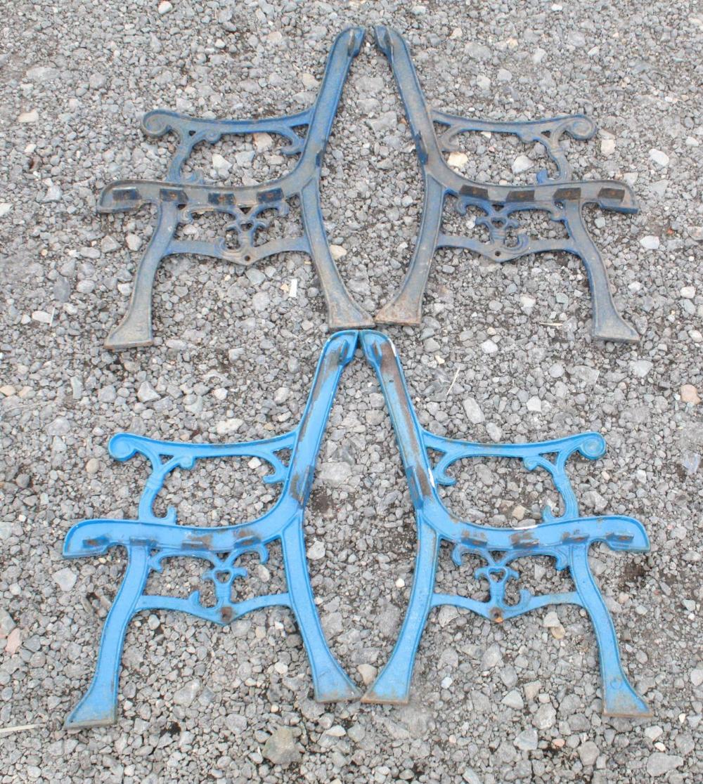 Two sets of child’s bench/seat ends in cast metal. 50cm high - Image 3 of 3