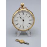 Thomas Russell & Son, Liverpool, late Victorian 18ct gold keyless pin set 1/5 second chronograph